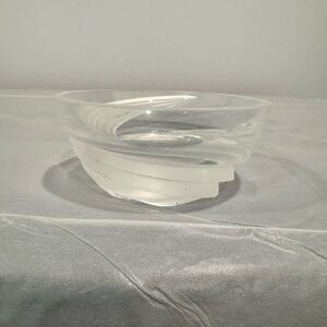 Vintage Etched Swirl Glass Bowl Frosted Spiral Candy Dish Mid Century Decor